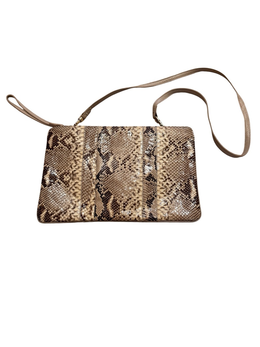 Vintage Palizzio Python Patchwork Snakeskin Shoulder Bag Slim Convertible Clutch